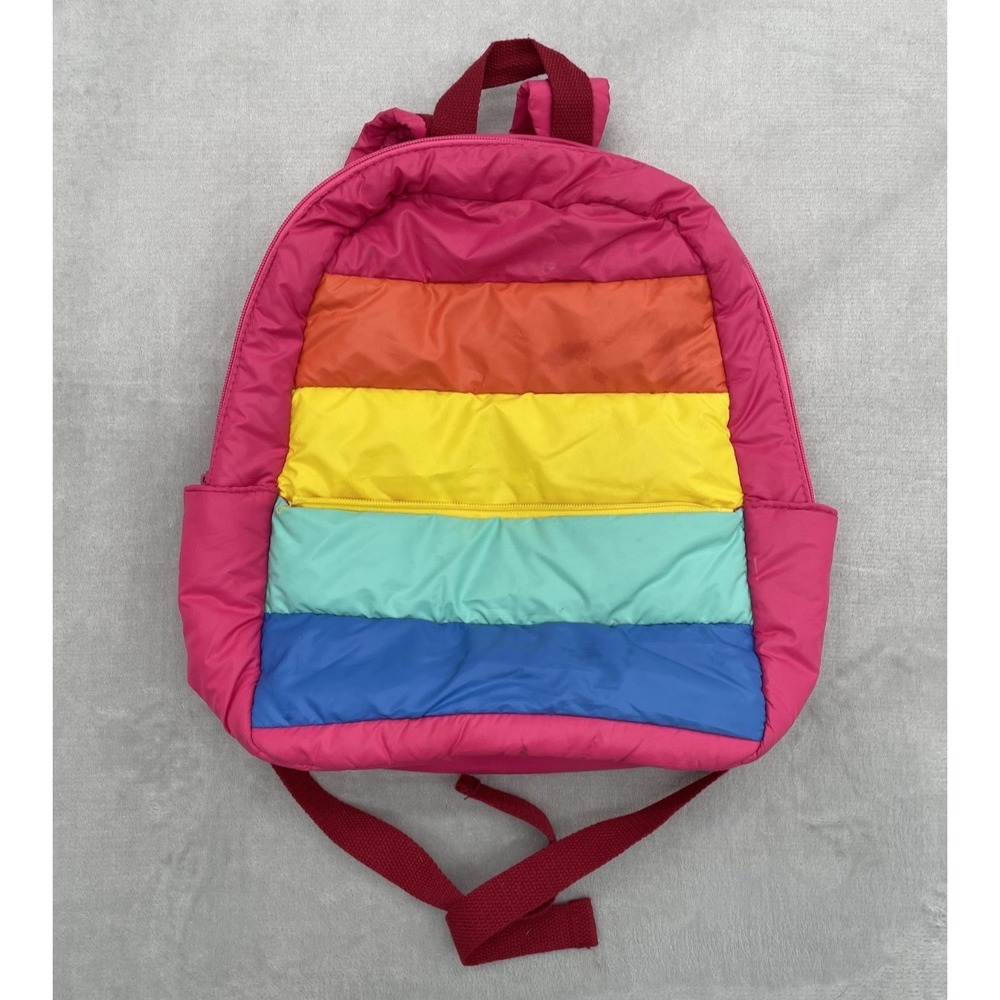 Target Rainbow Puffer Backpack Pink Multi Colorblock – Broken Zipper Pocket